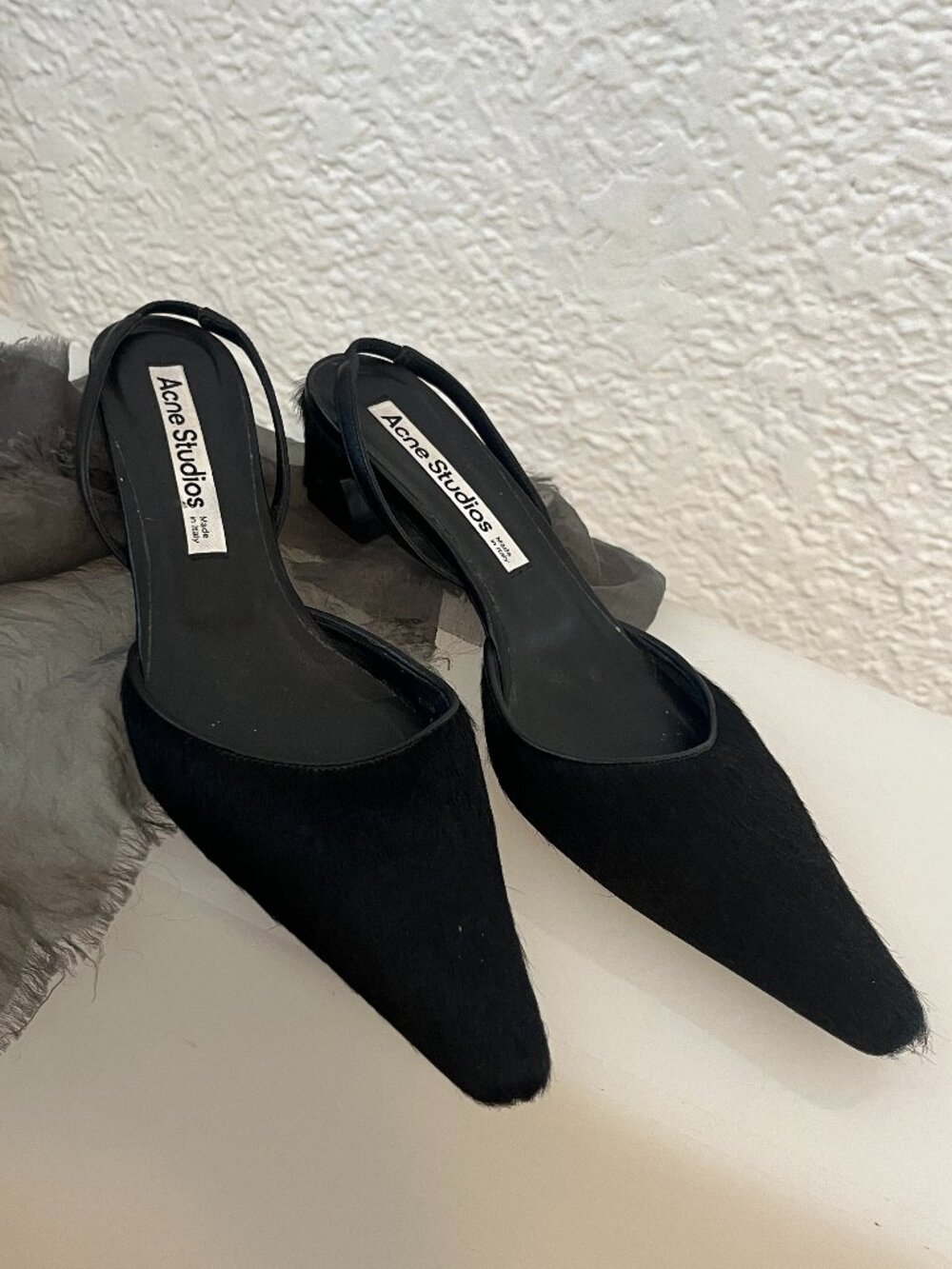 Acne Studios Ponyhair Slingback Mule Heels